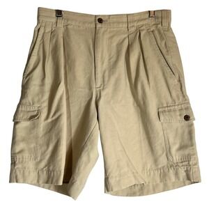 The Kahala Mens Cargo Shorts Pleated Tan‎ Cotton Blend Vintage Style Size 30